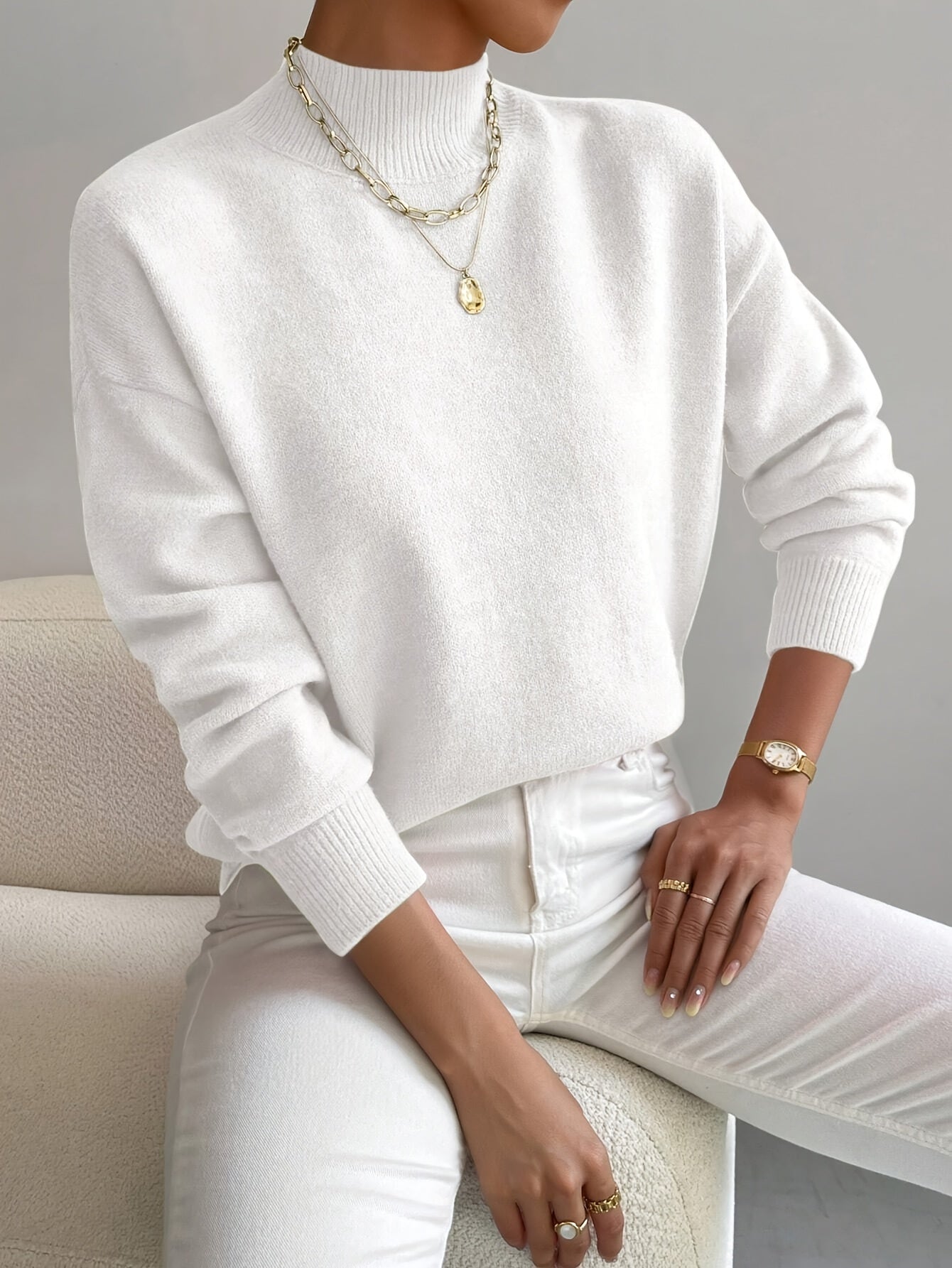 Tabatha – Mock Neck Relaxed Knit Jumper