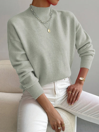 Tabatha – Mock Neck Relaxed Knit Jumper