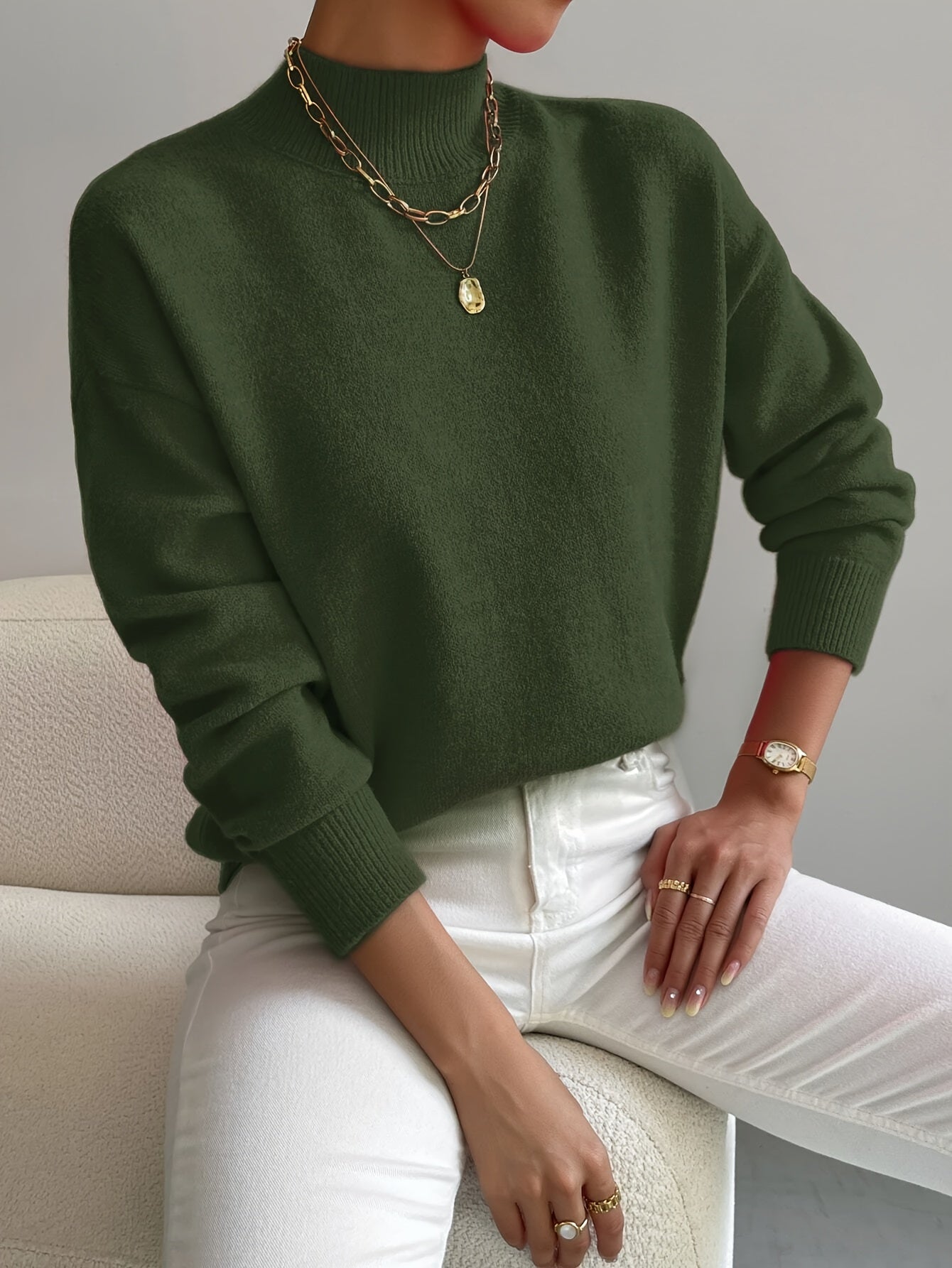 Tabatha – Mock Neck Relaxed Knit Jumper