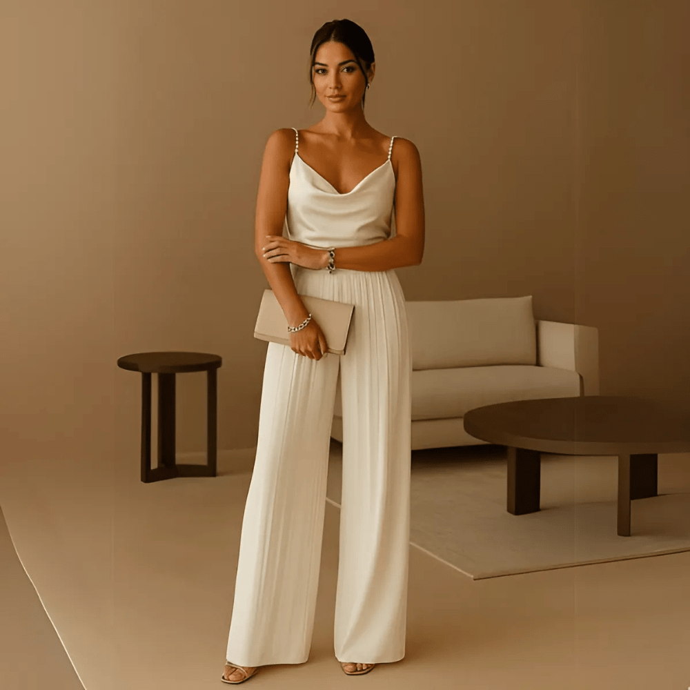 Lorraine – Pearl Strap Wide-Leg Jumpsuit