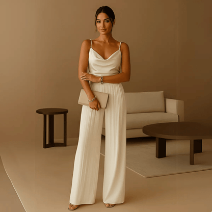 Lorraine – Pearl Strap Wide-Leg Jumpsuit