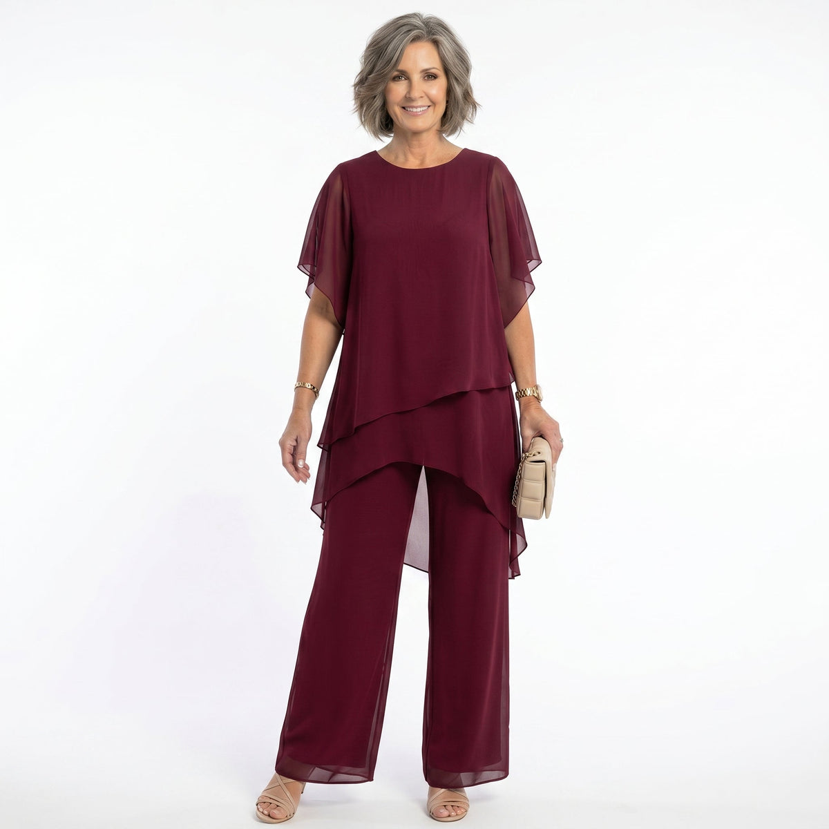 Heather – Tiered Tunic and Wide-Leg Pants Set