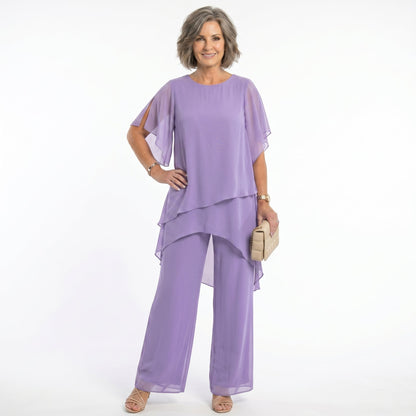 Heather – Tiered Tunic and Wide-Leg Pants Set