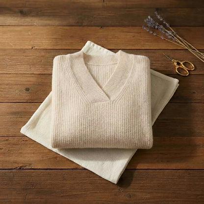 Marie – Ribbed V Neck Pullover Jumper