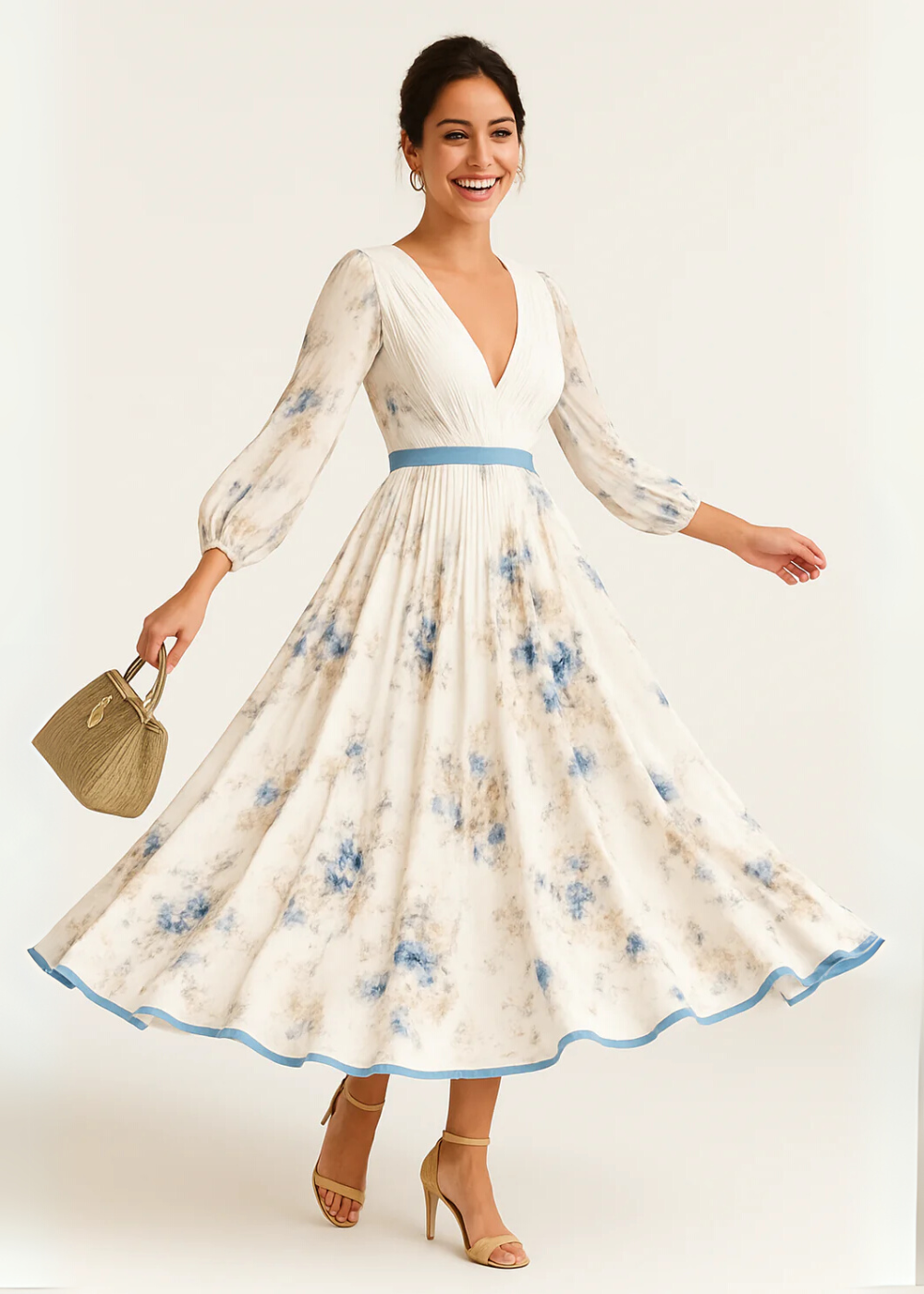 Elise | Timeless Floral Pleated Maxi Dress