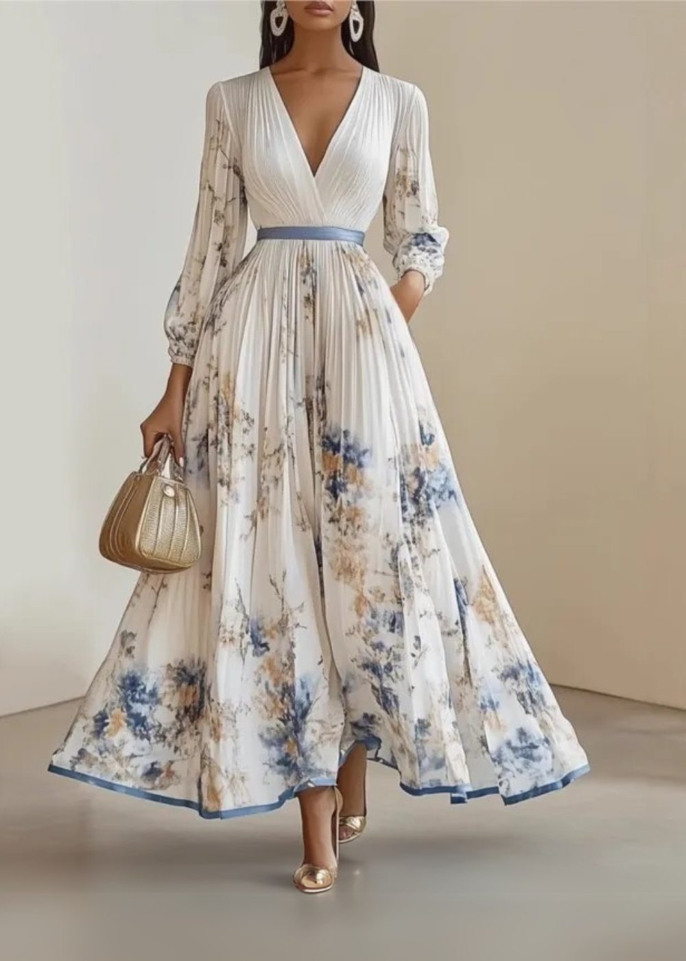Elise | Timeless Floral Pleated Maxi Dress
