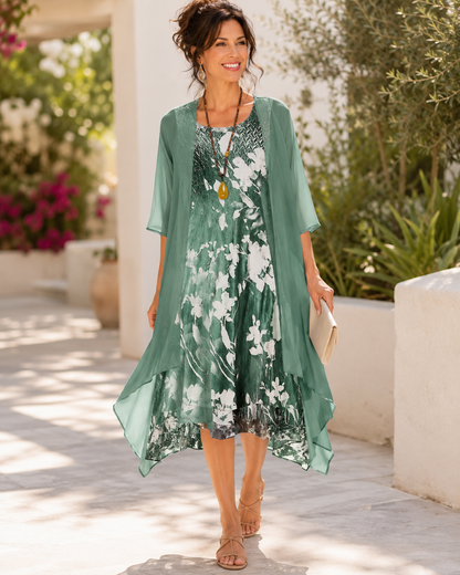 Olivia – Floral Two Layer Midi Dress
