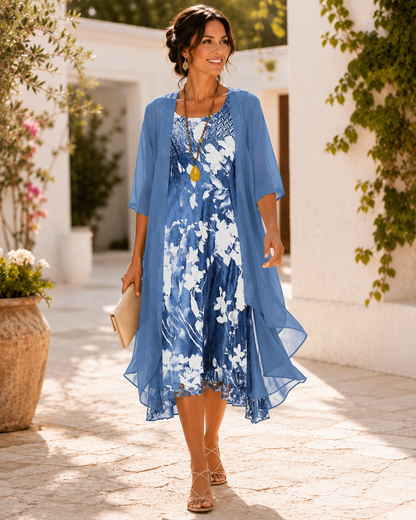 Olivia – Floral Two Layer Midi Dress