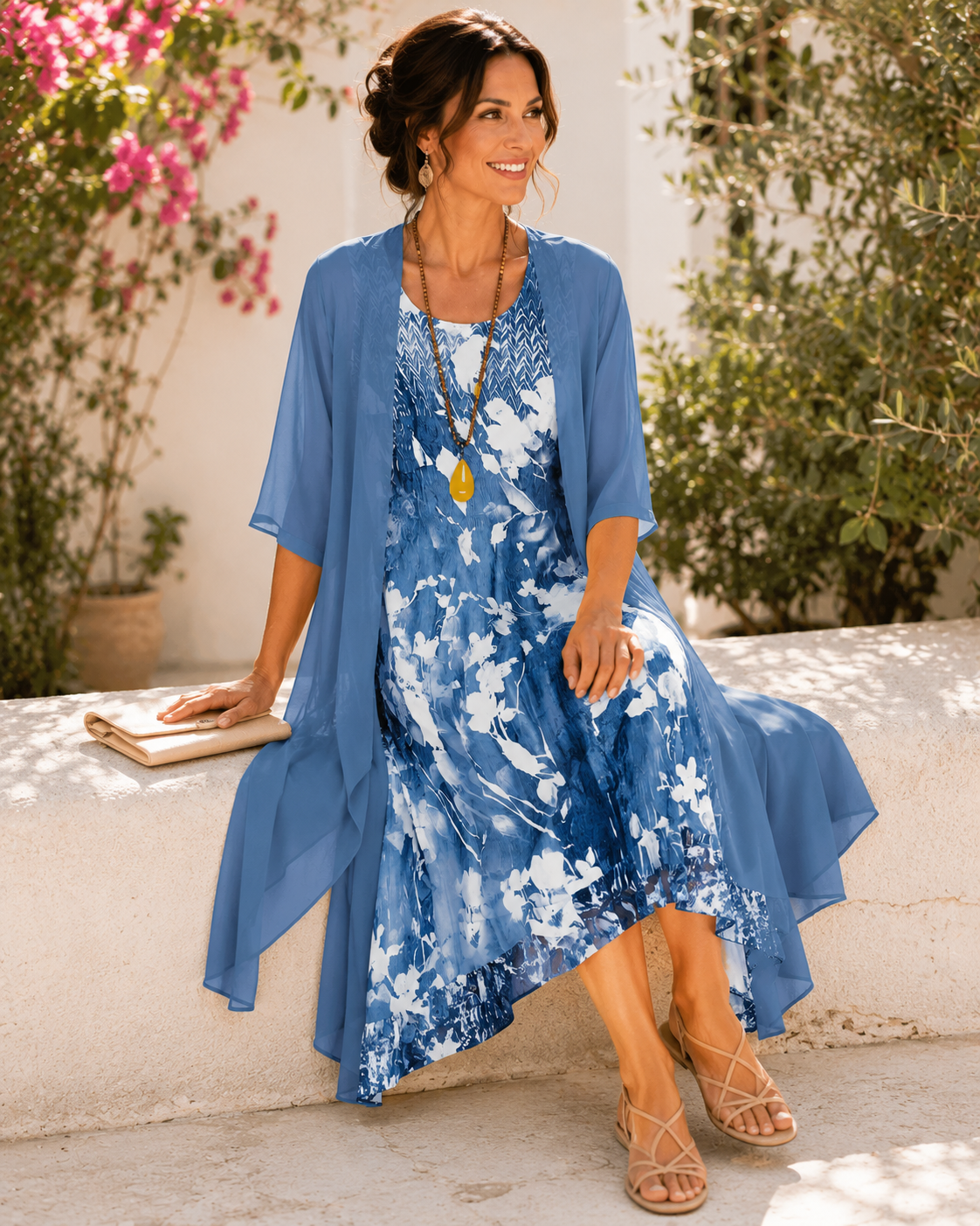 Olivia – Floral Two Layer Midi Dress