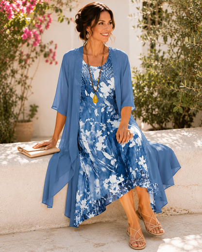 Olivia – Floral Two Layer Midi Dress