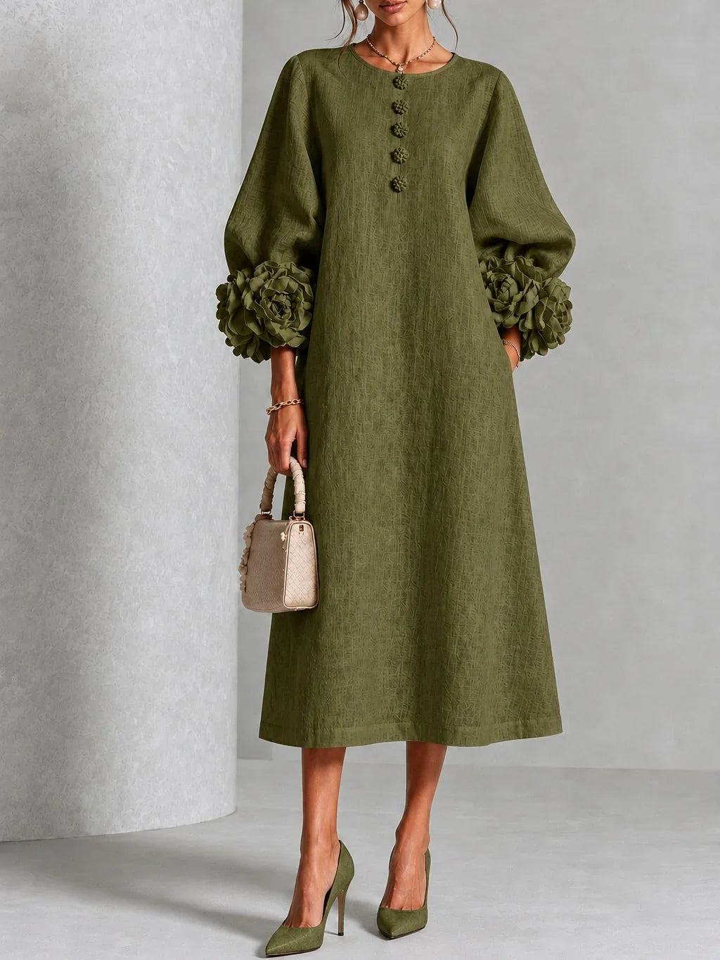 Leonie – Sculptural Cuff Midi Dress