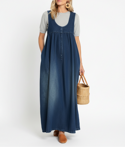 Charlotte | Vintage Wash Denim Maxi Dress