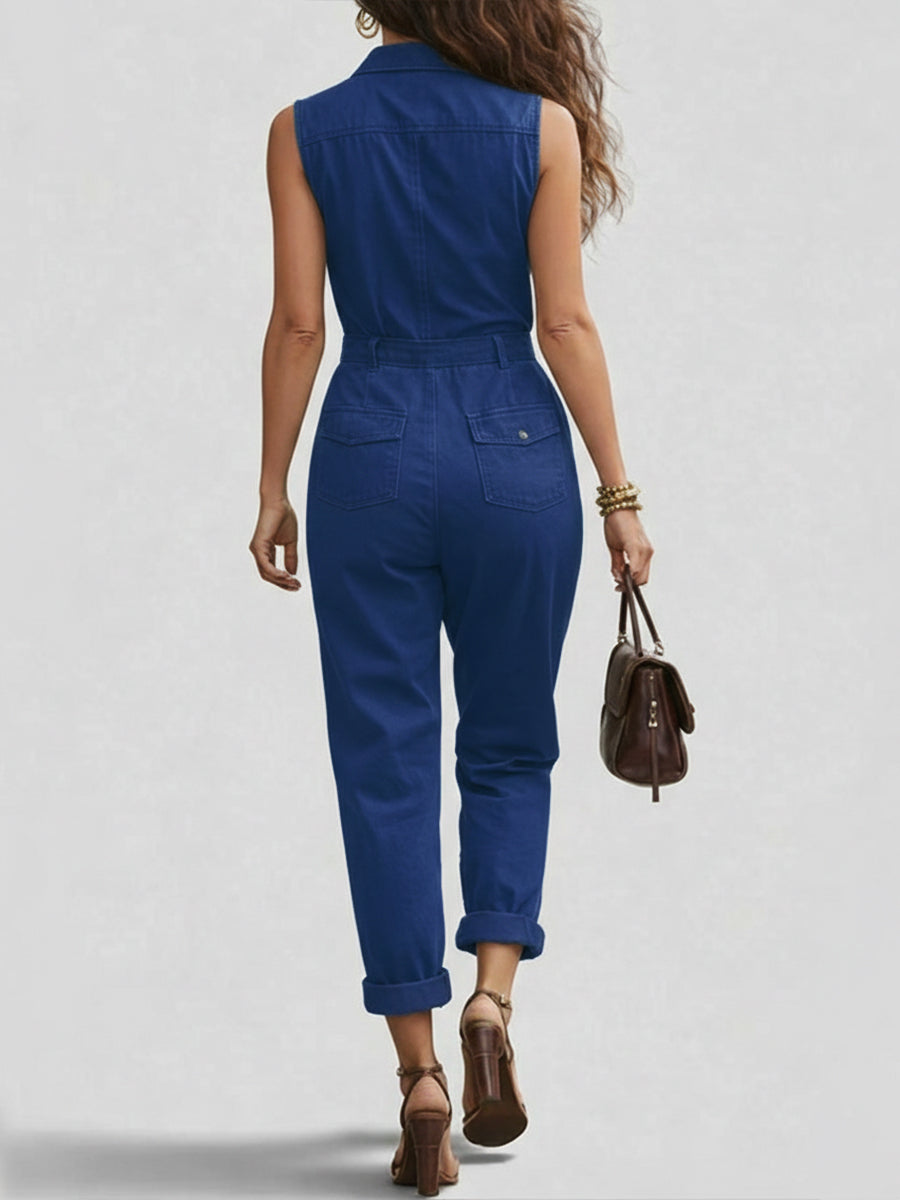 Judith – Sleeveless Zip-Up Utility Jumpsuit