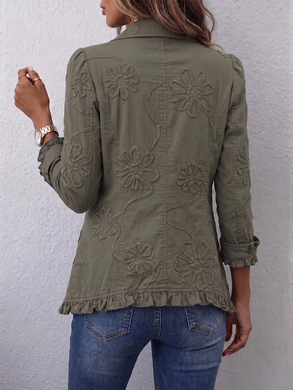 Pamela – Boho Floral Ruffled Trim Jacket