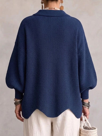 Jody – Oversized Collared Cardigan with Gold Buttons