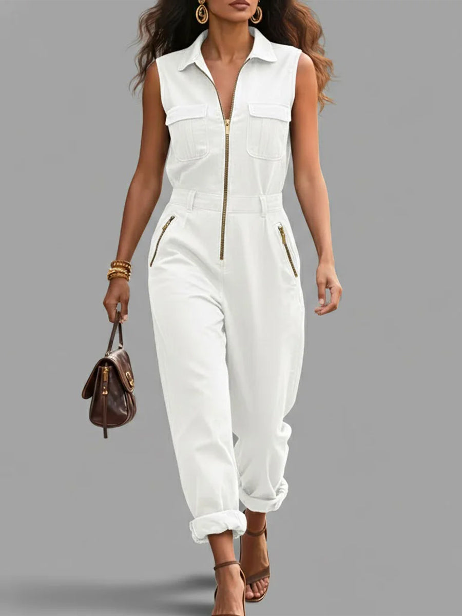 Judith – Sleeveless Zip-Up Utility Jumpsuit