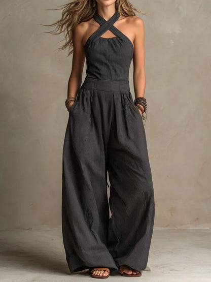 Estella – Wide-Leg Halter Jumpsuit