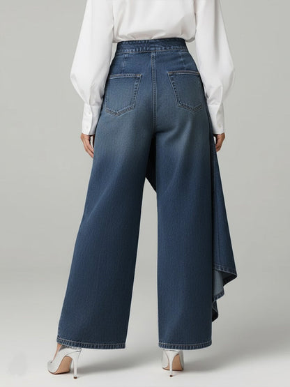 Blanche – Wide-Leg Denim Jeans with Asymmetric Overlay