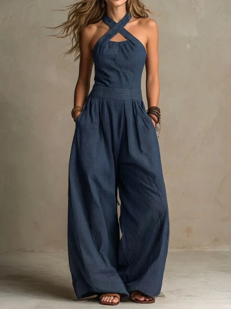 Estella – Wide-Leg Halter Jumpsuit