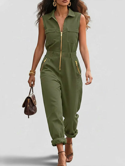 Judith – Sleeveless Zip-Up Utility Jumpsuit