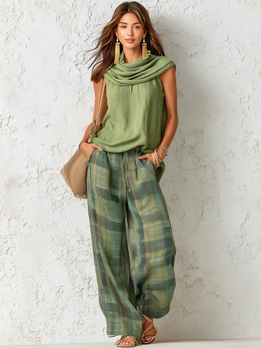 Roslyn – Boho Wide-Leg Set with Draped Top