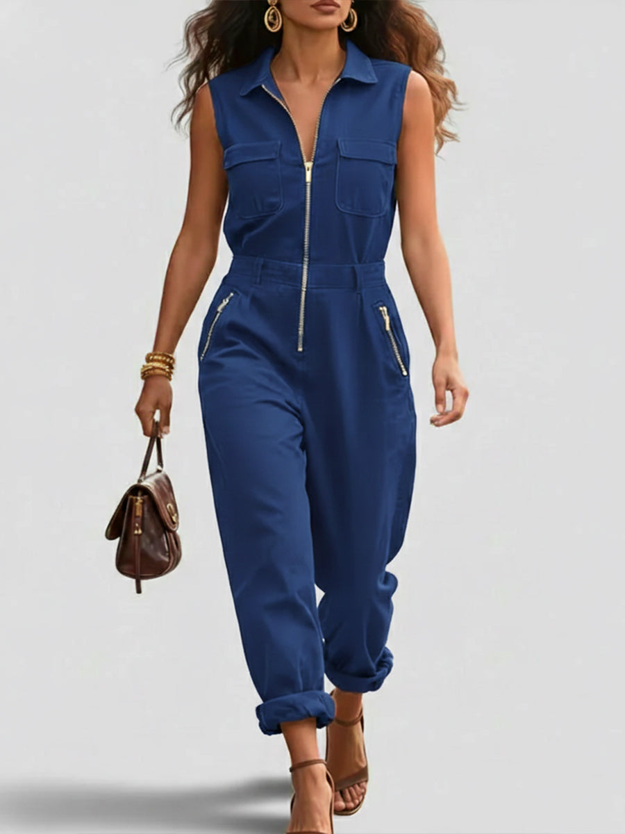 Judith – Sleeveless Zip-Up Utility Jumpsuit