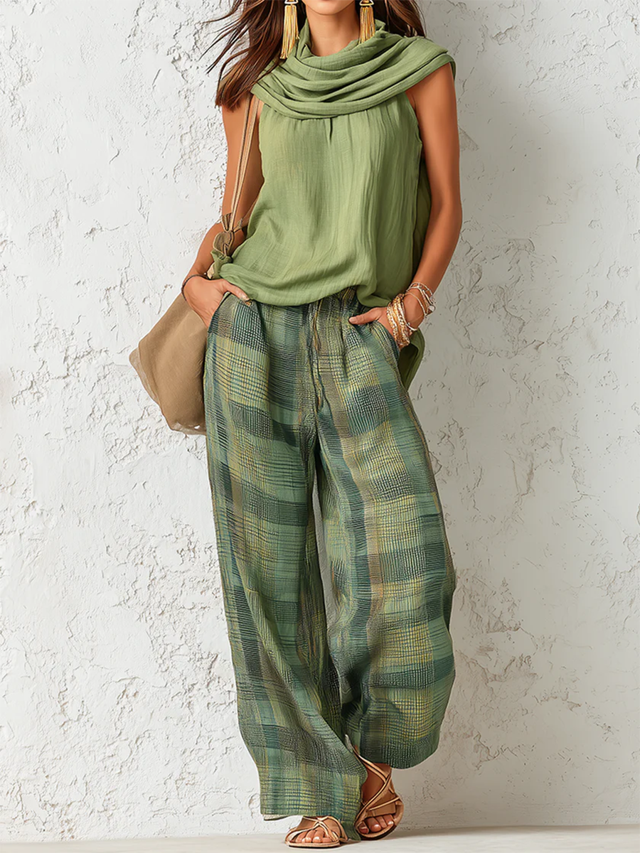 Roslyn – Boho Wide-Leg Set with Draped Top