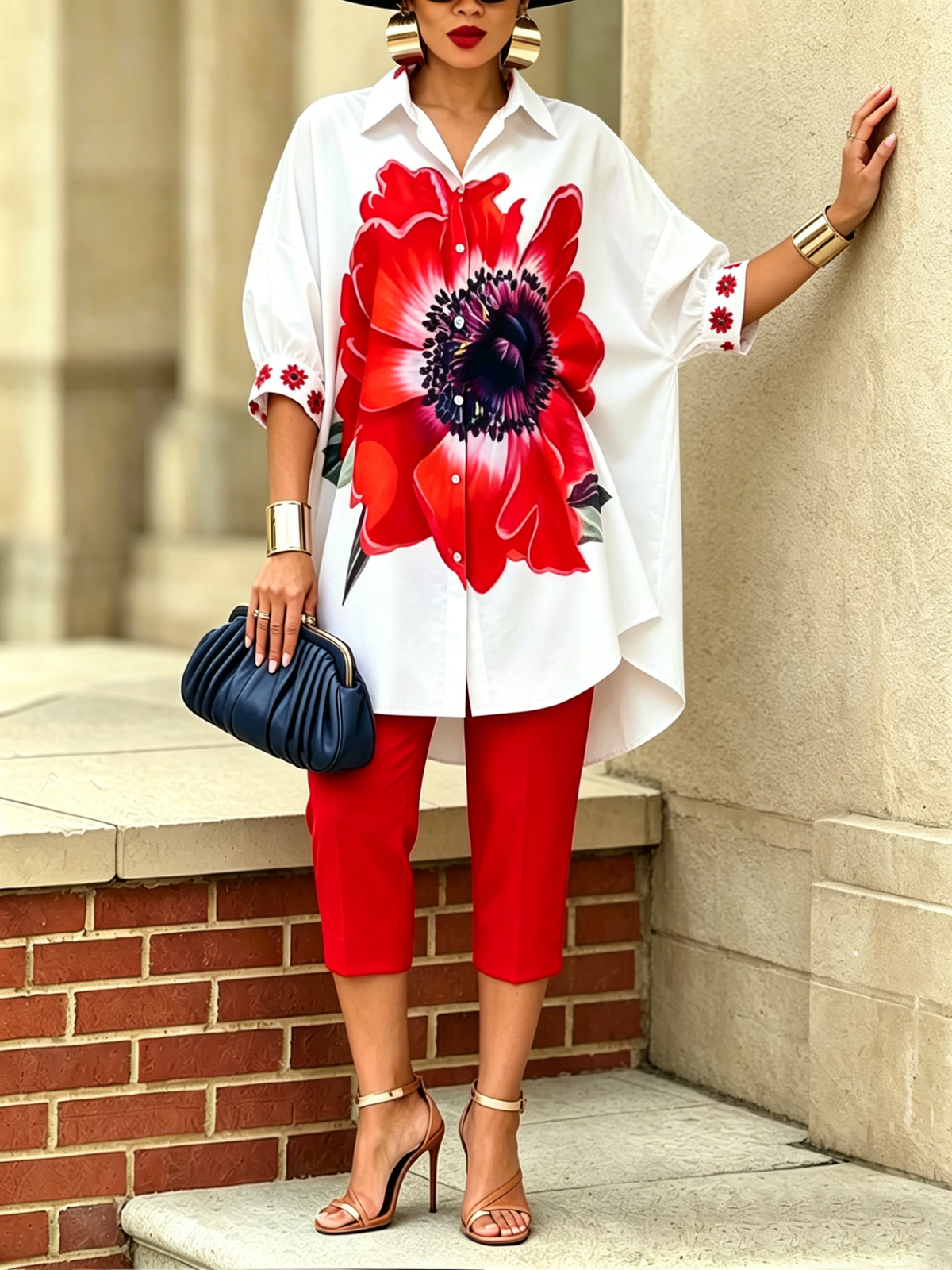 Deborah – Floral Print Shirt and Pants Set