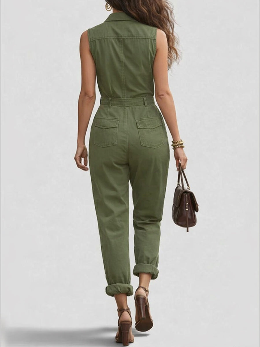 Judith – Sleeveless Zip-Up Utility Jumpsuit