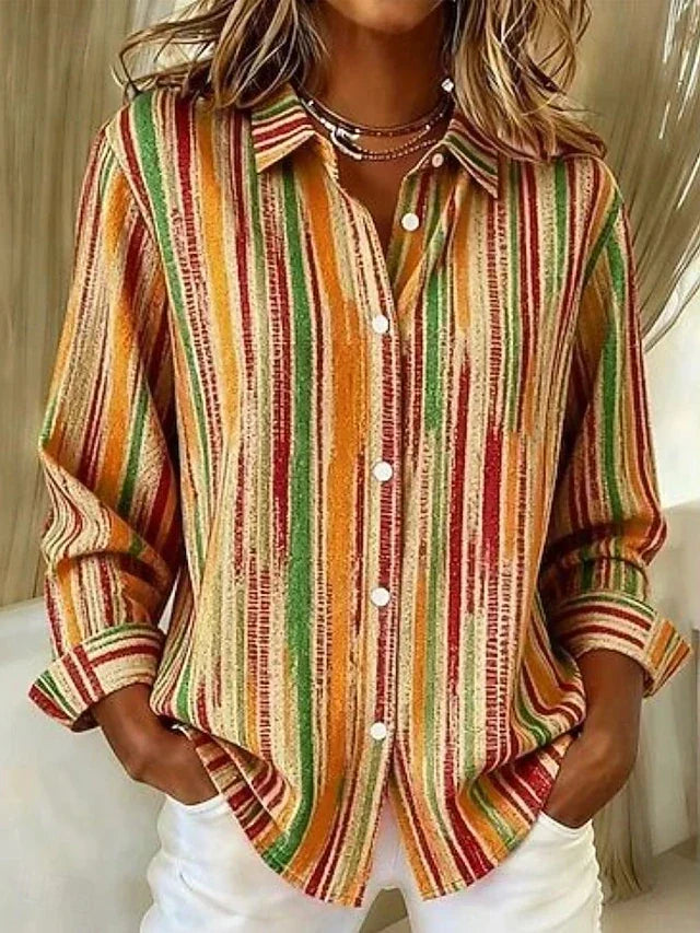 Stephanie – Striped Button-Up Relaxed Shirt