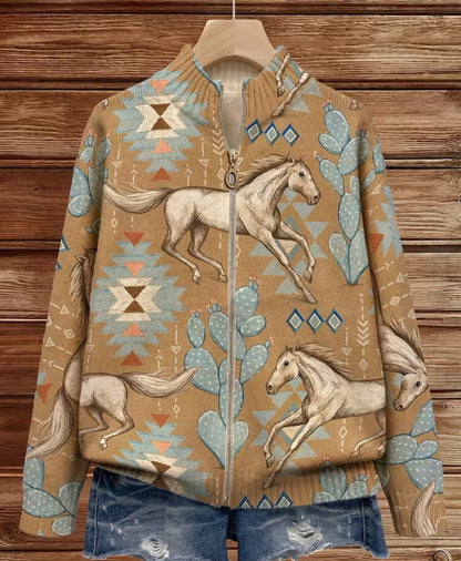 Florence – Western Horse and Cactus Zip Jacket