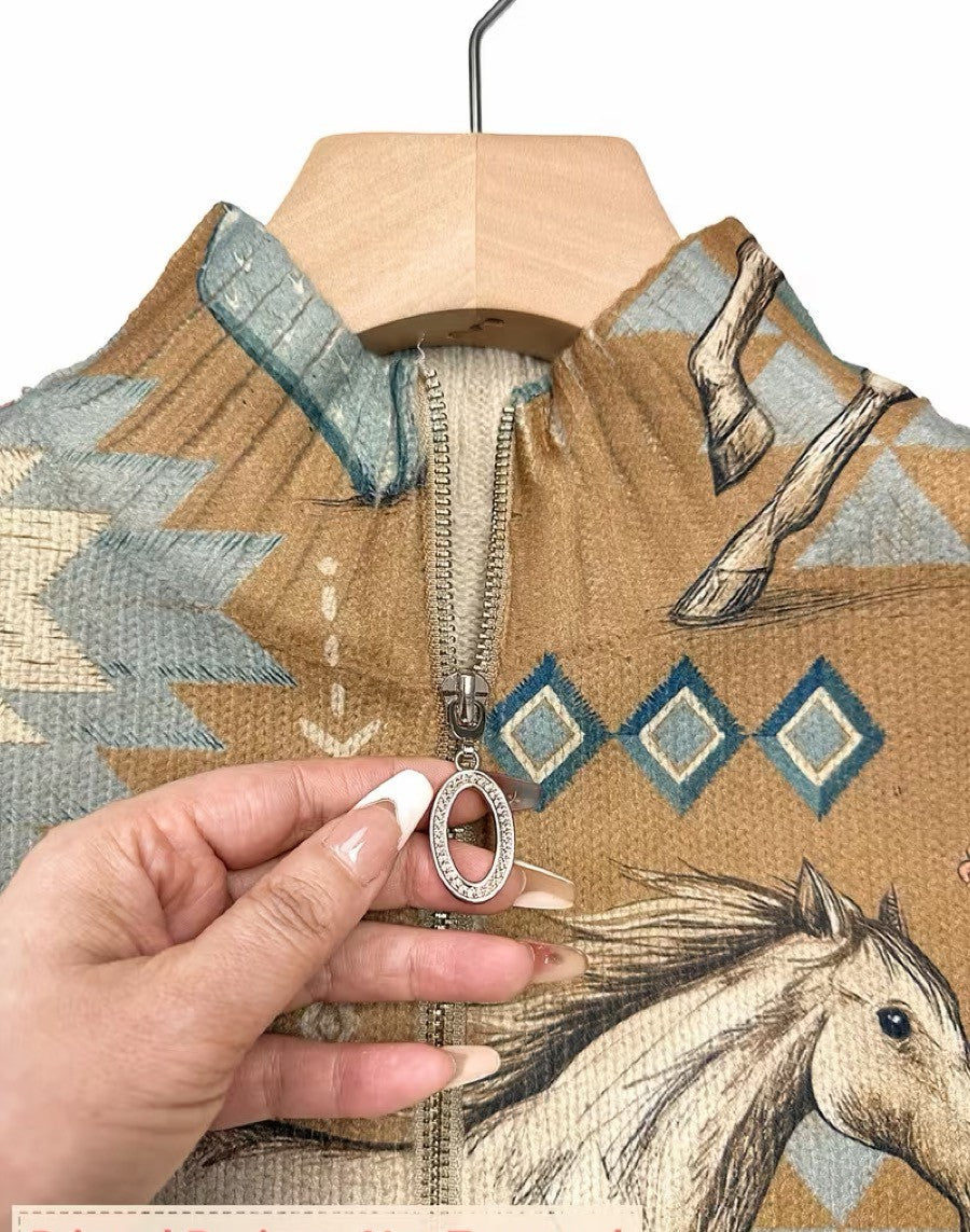 Florence – Western Horse and Cactus Zip Jacket