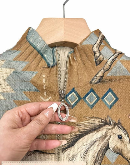 Florence – Western Horse and Cactus Zip Jacket