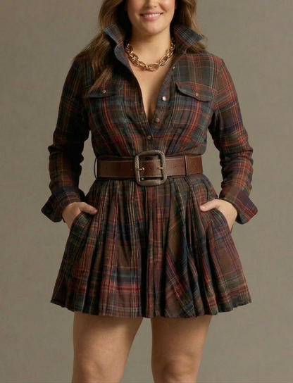 Heidi | Checked Mini Dress with Belt