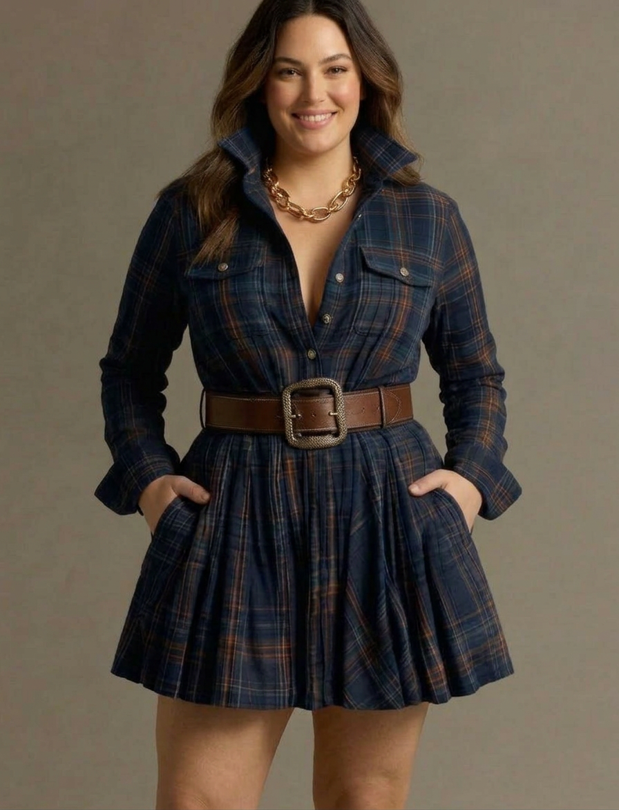 Heidi | Checked Mini Dress with Belt