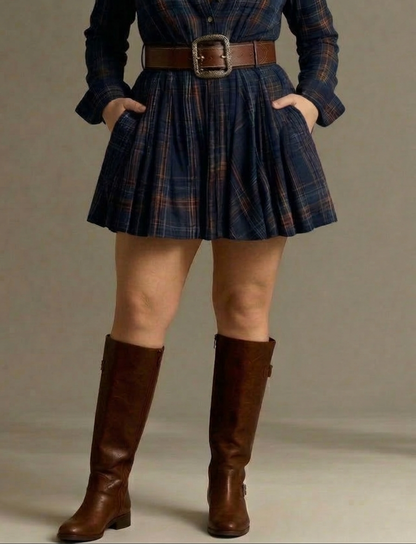 Heidi | Checked Mini Dress with Belt