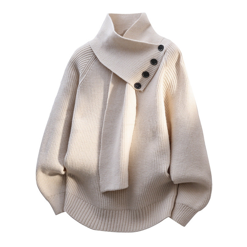 Phyllis – Knit Jumper with Scarf Collar