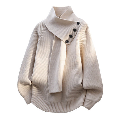 Phyllis – Knit Jumper with Scarf Collar