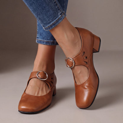 Sonya – Buckle Strap Block Heel Mary Janes