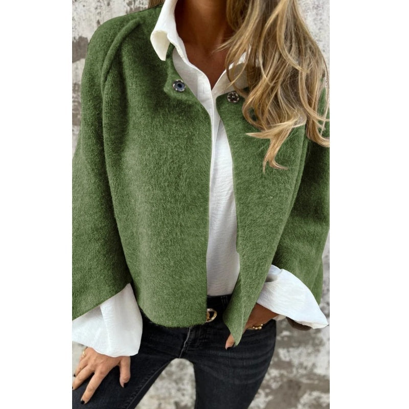 Shirley – Cropped Button-Front Knit Cardigan