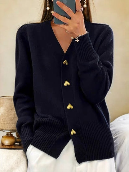 Elizabeth – Heart Button Knit Cardigan
