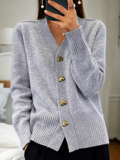 Elizabeth – Heart Button Knit Cardigan