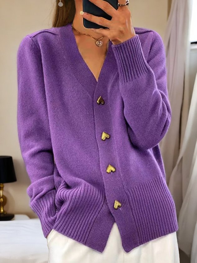 Elizabeth – Heart Button Knit Cardigan