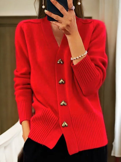 Elizabeth – Heart Button Knit Cardigan