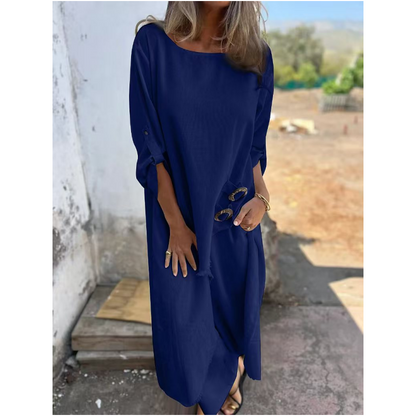 Sophia | Linen-Look Dress + Pants - Comfortable Two-Piece Set