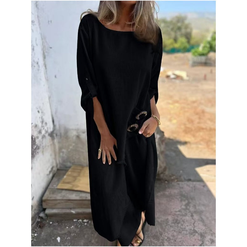 Sophia | Linen-Look Dress + Pants - Comfortable Two-Piece Set