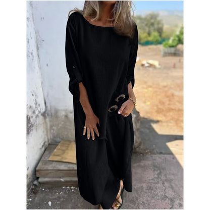 Sophia | Linen-Look Dress + Pants - Comfortable Two-Piece Set