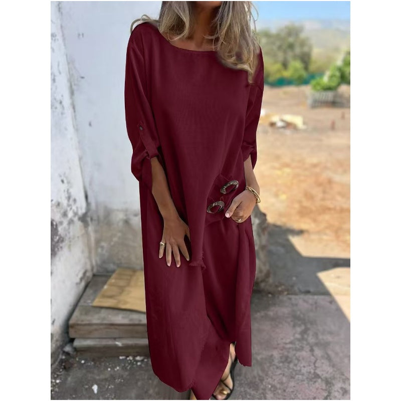 Sophia | Linen-Look Dress + Pants - Comfortable Two-Piece Set