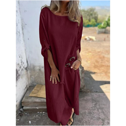 Sophia | Linen-Look Dress + Pants - Comfortable Two-Piece Set