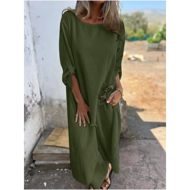 Sophia | Linen-Look Dress + Pants - Comfortable Two-Piece Set